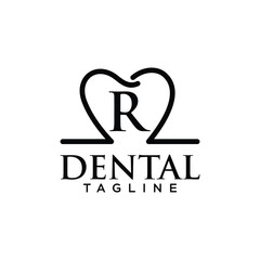 Wall Mural - line art letter r dental logo design