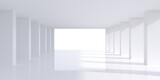 Fototapeta Do przedpokoju - Empty  white  space interior with sunlight and shadow, 3d rendering