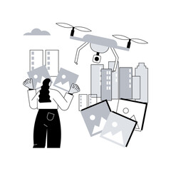Poster - Aerial photography abstract concept vector illustration. Aerial commercial photography, air survey services, drone photo of event, remote sensing technique, property advertising abstract metaphor.