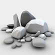 Steine auf weißem Hintergrund (Generiert durch KI-Tool)