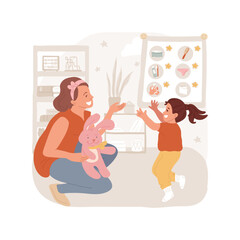 Wall Mural - Rewards isolated cartoon vector illustration. Smiling mom giving rewards to her kid for good behaviour, praising the child, family life, create healthy hygiene routine vector cartoon.