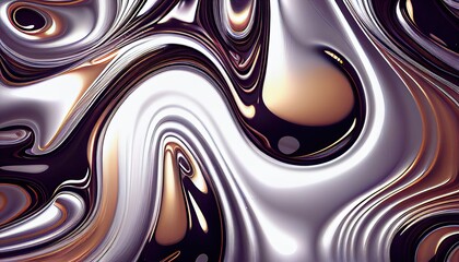 Wall Mural - Elegant Silver Flow Abstract - Vintage Art Pattern of Liquid Mercury on a Beautiful Background. Generative AI