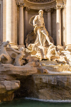Statues And Sculptures At The Trevi Fountain In Rome, Italy