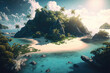 tropical island at sunset created with Generative AI technology

