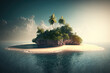 tropical island at sunset created with Generative AI technology
