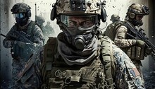 Special Forces Soldiers Go To Military Operation. Generative AI