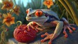 Tree frog. Animal nature wildlife. Generative AI technology.