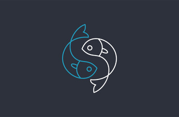 Letter S fish monoline vector line logo design for sea food cafe restaurant .