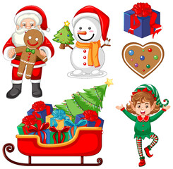 Wall Mural - Merry Christmas Object Decoration Item Collection