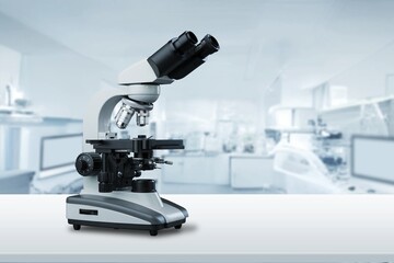 Canvas Print - Modern microbiology microscope on table in laboratory.