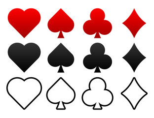 Poster - Suit deck of playing cards. Casino concept. Poker signs. Gambling Vector illustration.