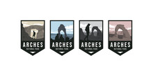Set Of Arches National Park Logo Badge Emblem Sticker Patch Vector Illustration