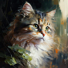 Painting Of Cat Illustration By Generative AI
