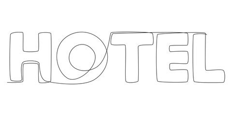 Fototapete - One continuous line of Hotel word. Thin Line Illustration vector concept. Contour Drawing Creative ideas.