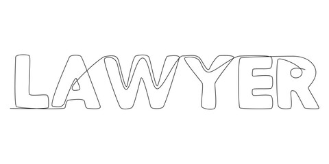 Fototapete - One continuous line of Lawyer word. Thin Line Illustration vector concept. Contour Drawing Creative ideas.