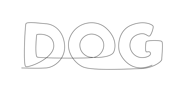 One continuous line of Dog word. Thin Line Illustration vector concept. Contour Drawing Creative ideas.