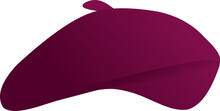 Vector Illustration Design Of Purple Beret Hat Girl, Isolated On White Background