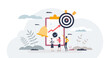 Working on project for effective goal accomplishment tiny person concept, transparent background. Teamwork job with productive time management.