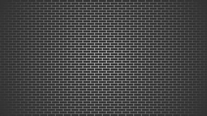Fototapete - Vector dark brick wall background with light effect. Black brick wall texture brick surface background wallpaper