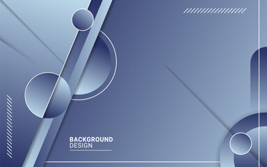 Wall Mural - Memphis blue background with circle and line elements