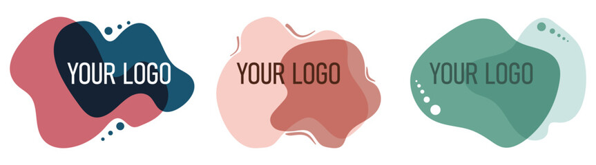 Three logo design options for clothing, website, booklet, poster, flyer, label.