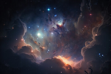 Wall Mural - nebula gas cloud in deep outer space. futuristic cosmos design. generative ai