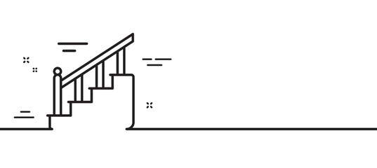 Poster - Stairs line icon. House staircase sign. Steps with railing symbol. Minimal line illustration background. Stairs line icon pattern banner. White web template concept. Vector