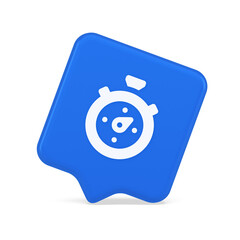 Poster - Stopwatch button timer speed time counting application panel interface 3d realistic speech bubble icon
