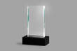 Empty Blank glass award trophy mockup isolated on a grey background. 3d rendering.
