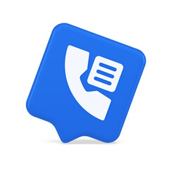 Poster - Phone book contact numbers list button search voice communication 3d realistic speech bubble icon