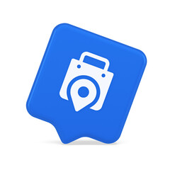 Poster - Shop location map pin with shopping bag button web app design realistic speech bubble icon