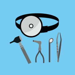 Canvas Print - Dental tools and instruments icon. Vector illustration in flat style.