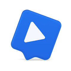 Poster - Play button triangle right arrow multimedia content player web app design 3d realistic speech bubble icon