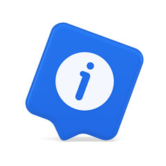 Poster - Info button information character FAQ question answer help support web app 3d realistic speech bubble icon