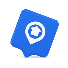 Poster - Urban building location find button house map pin web application 3d realistic speech bubble icon