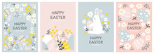 Set Of Cute Easter Greeting Cards Banner Vector Illustration
