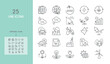 Zero emission 2050. Set of icons on a white background. Deforestation, green energy, global warming, air pollution, CO2 level, respiratory diseases. Vector illustration. Editable line stroke.