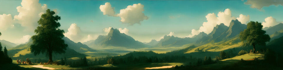 Canvas Print - Artistic concept painting of a beautiful fantasy landscape, Generative AI