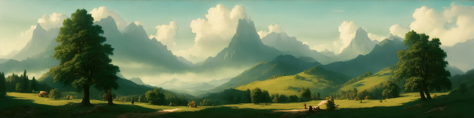 Canvas Print - Artistic concept painting of a beautiful fantasy landscape, Generative AI