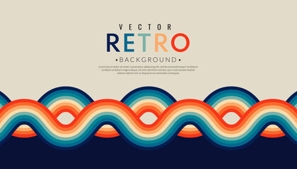 Wall Mural - abstract minimalist retro background with wave stripes elements. 70s lines background. graphic vecto