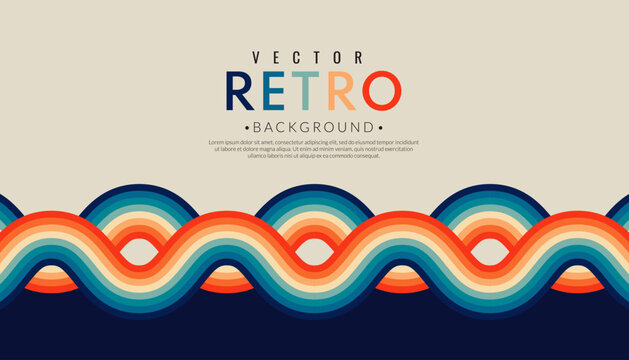 abstract minimalist retro background with wave stripes elements. 70s lines background. graphic vecto