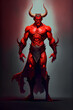 red skin horned scary devil creature satan demon full size painting created with Generative AI technology