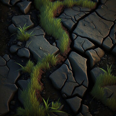 Wall Mural - green moss on the rocks