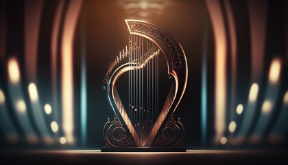 Poster - The musical instrument is a harp.Generative AI