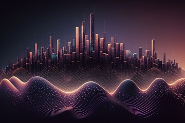 Poster - Modern concept of urban landscape and communication network.Generative AI