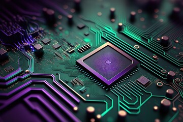 Aufkleber - Abstract technological basis of various elements of the printed circuit board.Generative AI