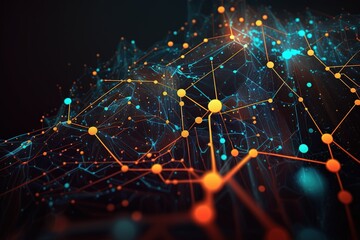 Poster - Abstract background, communication and technological lines, connections and points.Generative AI