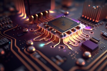 Poster - Abstract digital background with PCB texture technology.Generative AI