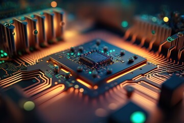 Aufkleber - Abstract digital background with PCB texture technology.Generative AI
