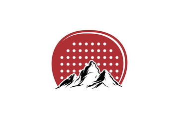 Mountain with padel logo design icon template element suitable for sports equipment business vector
